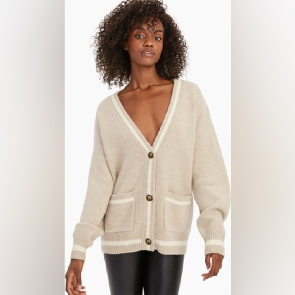 Naadam Cashmere Varsity Boyfriend Cardigan